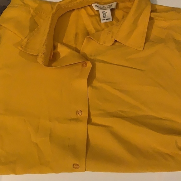 Rachel Zoe mustard long sleeve button front blouse - Picture 9 of 9